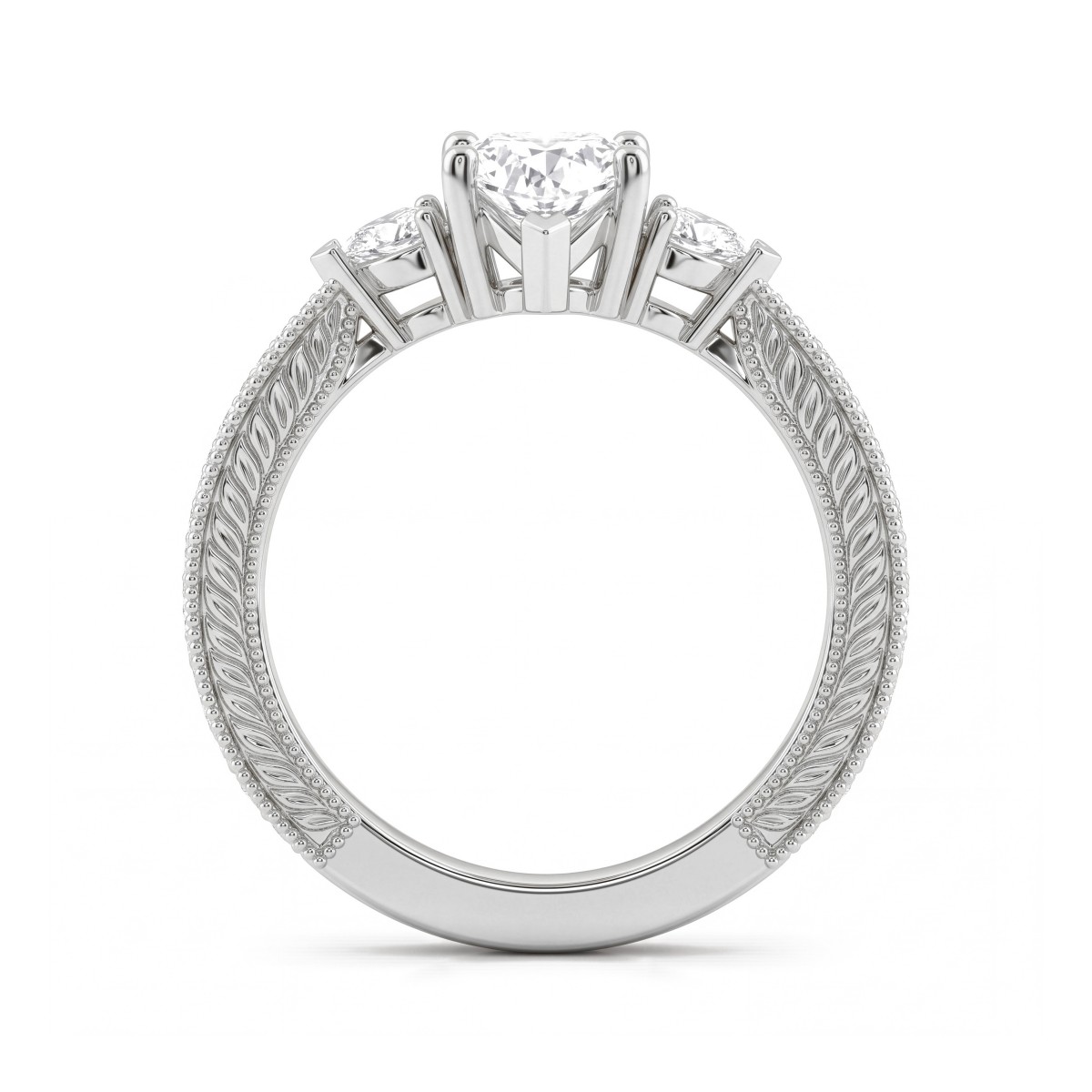 Cherie - hartvormige moissanite ring met hartvormige zijstenen