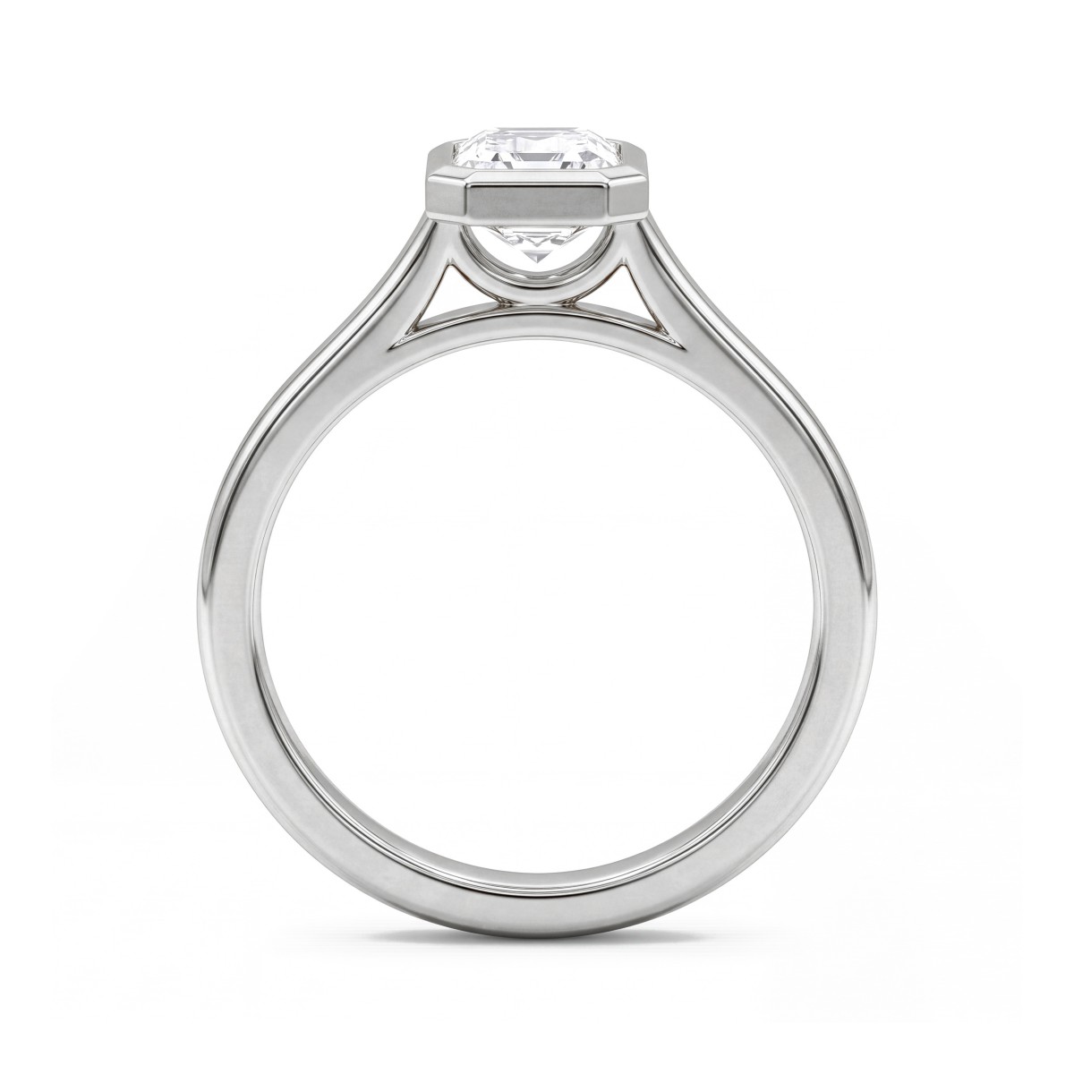 Esme - emerald cut moissanite solitair ring met kastzetting