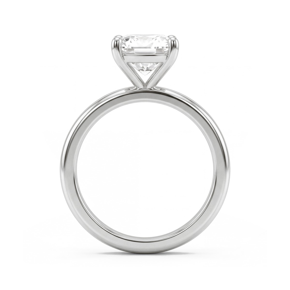 Altessa - cushion moissanite solitair verlovingsring in een hoge zetting met vier klauwen