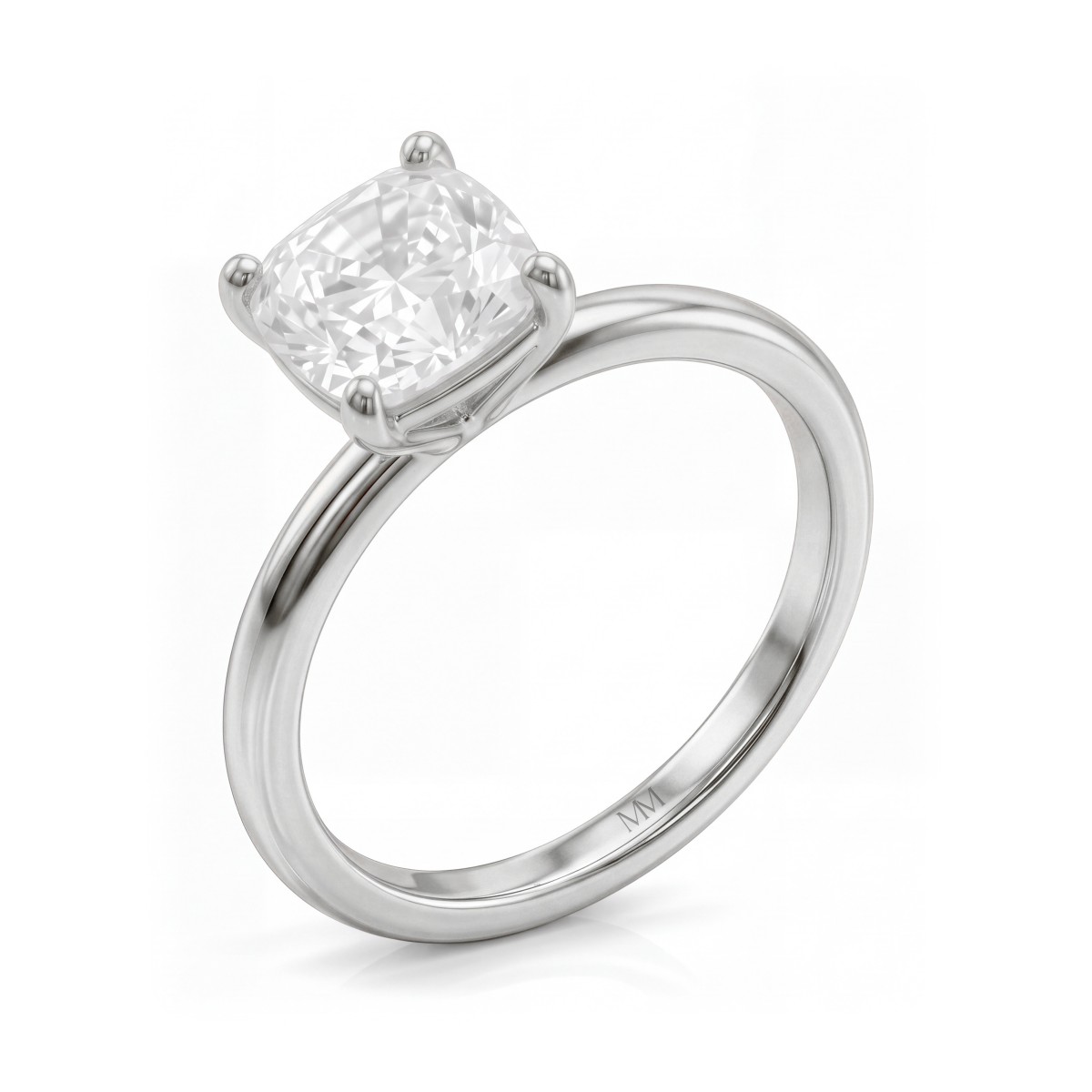 Altessa - cushion moissanite solitair verlovingsring in een hoge zetting met vier klauwen