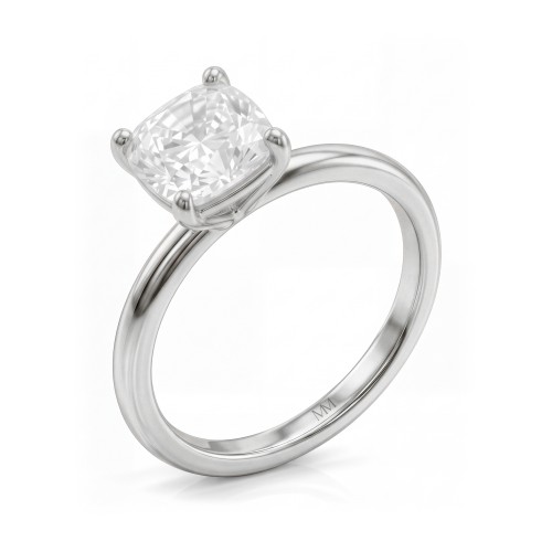 Altessa - cushion moissanite solitair verlovingsring in een hoge zetting met vier klauwen