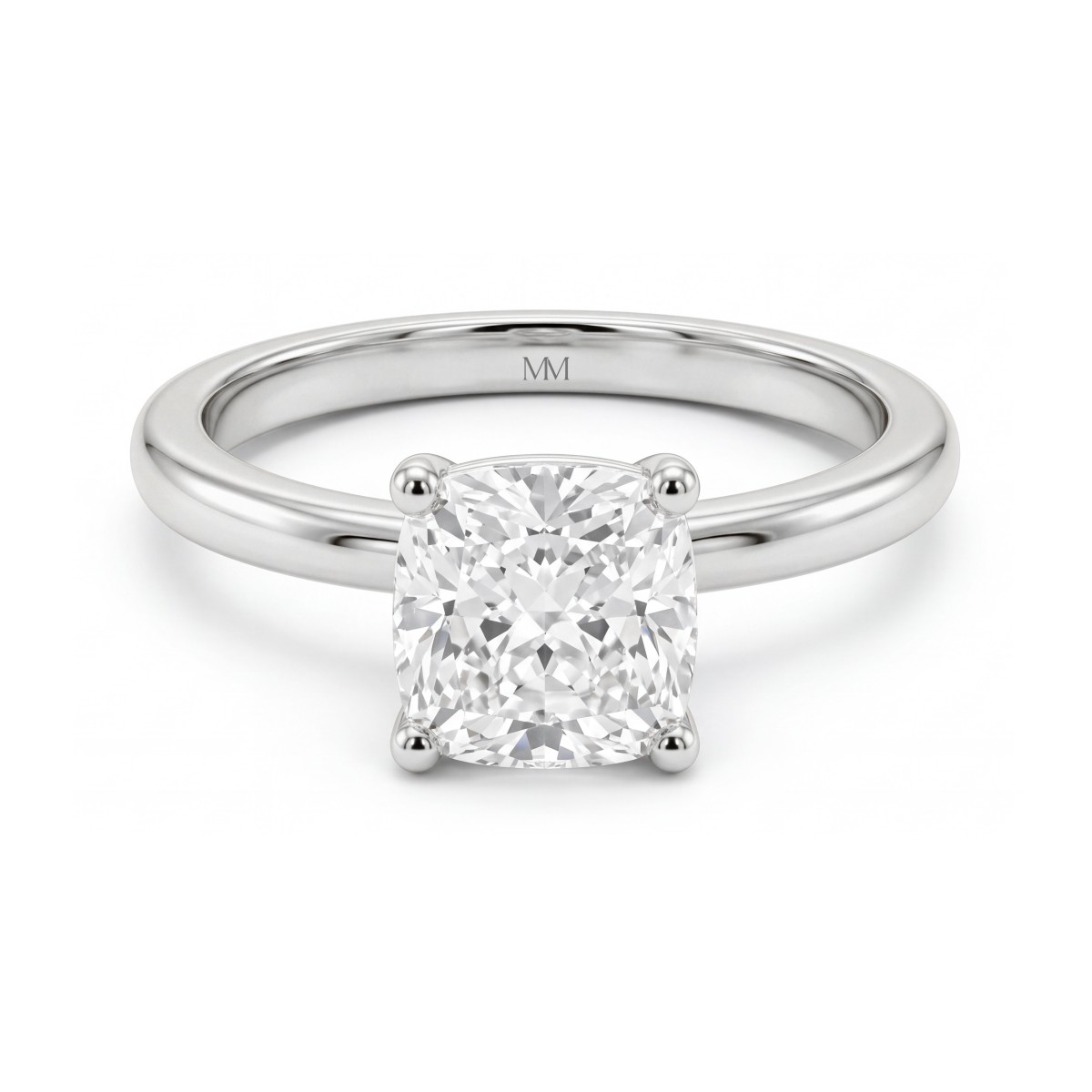 Altessa - cushion moissanite solitair verlovingsring in een hoge zetting met vier klauwen