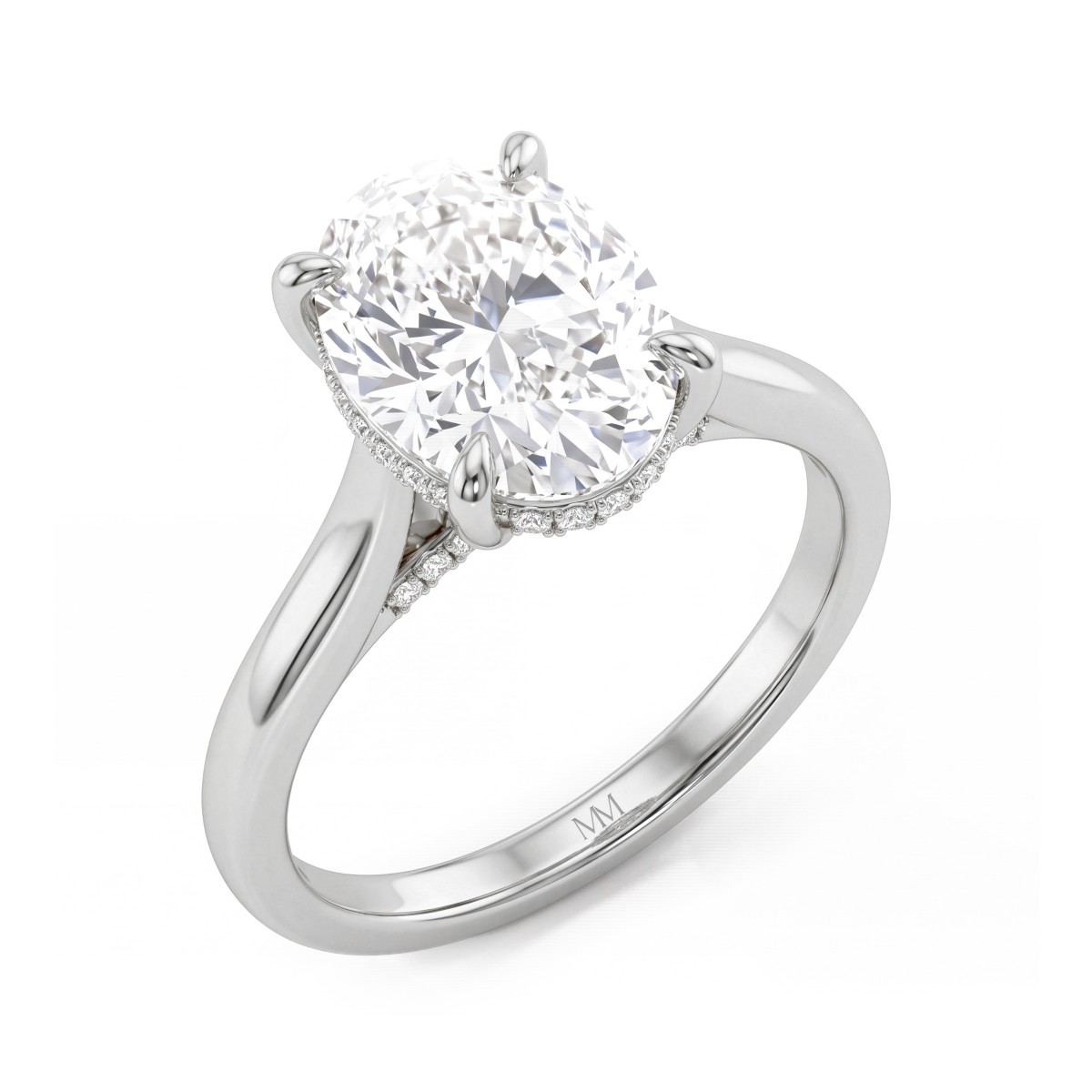 Nimbus - ovale moissanite verlovingsring met hidden halo