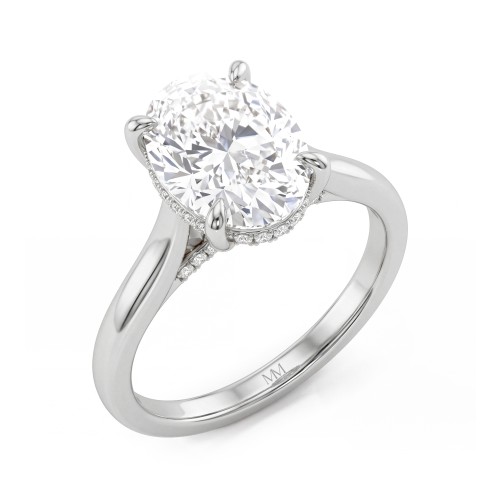 Nimbus - ovale moissanite verlovingsring met hidden halo