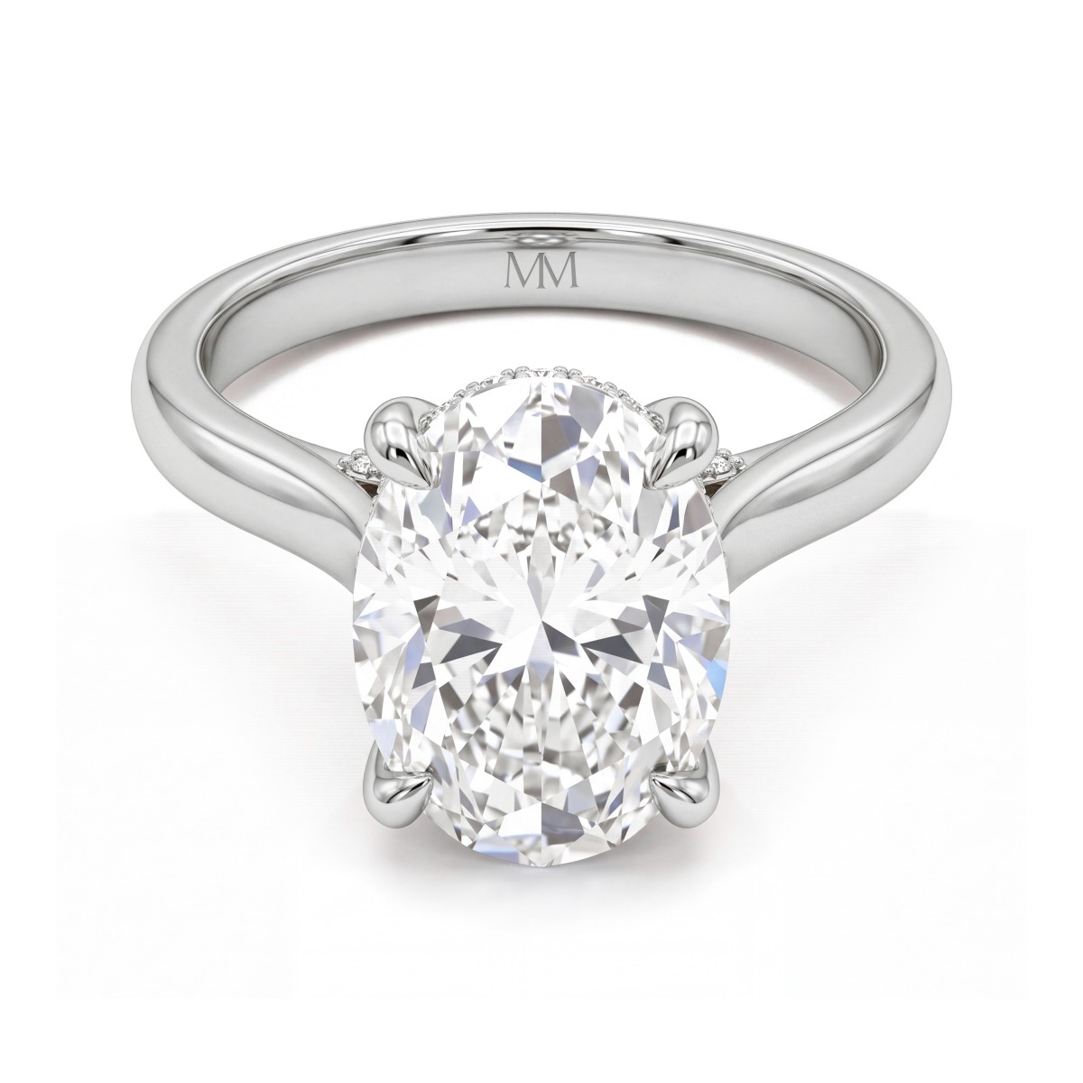 Nimbus - ovale moissanite verlovingsring met hidden halo