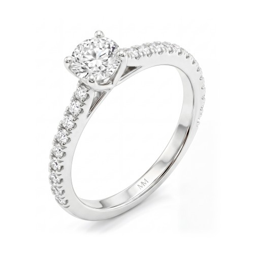 Juliette - ronde moissanite verlovingsring met pavé ringband