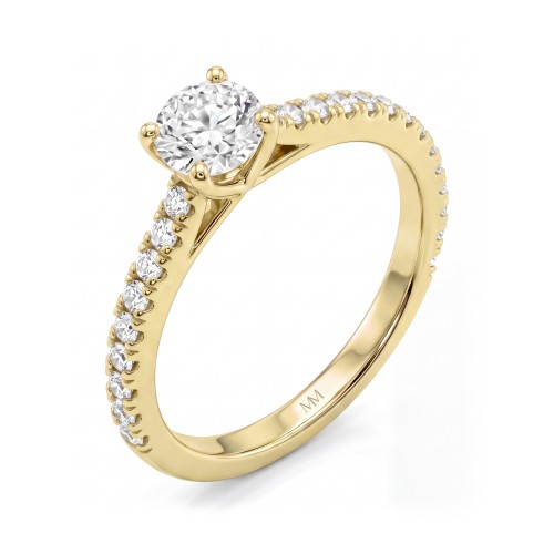 Juliette - ronde moissanite verlovingsring met pavé ringband