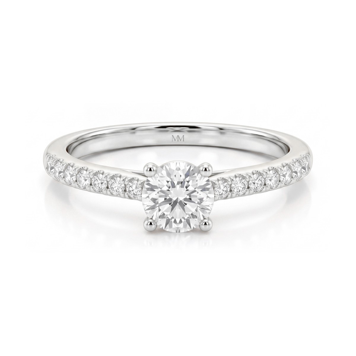 Juliette - ronde moissanite verlovingsring met pavé ringband