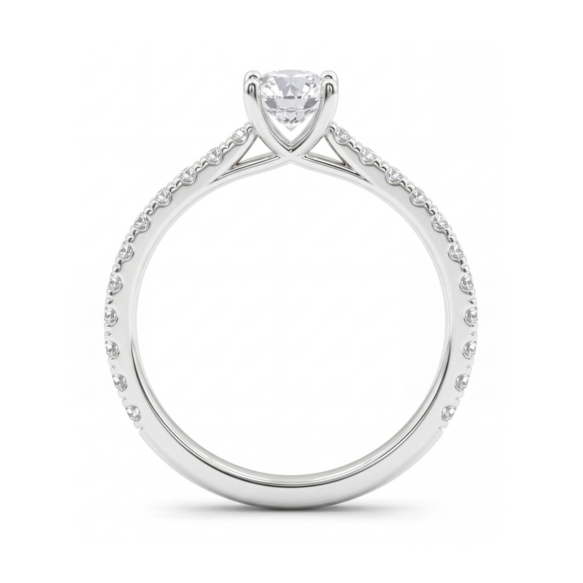 Juliette - ronde moissanite verlovingsring met pavé ringband