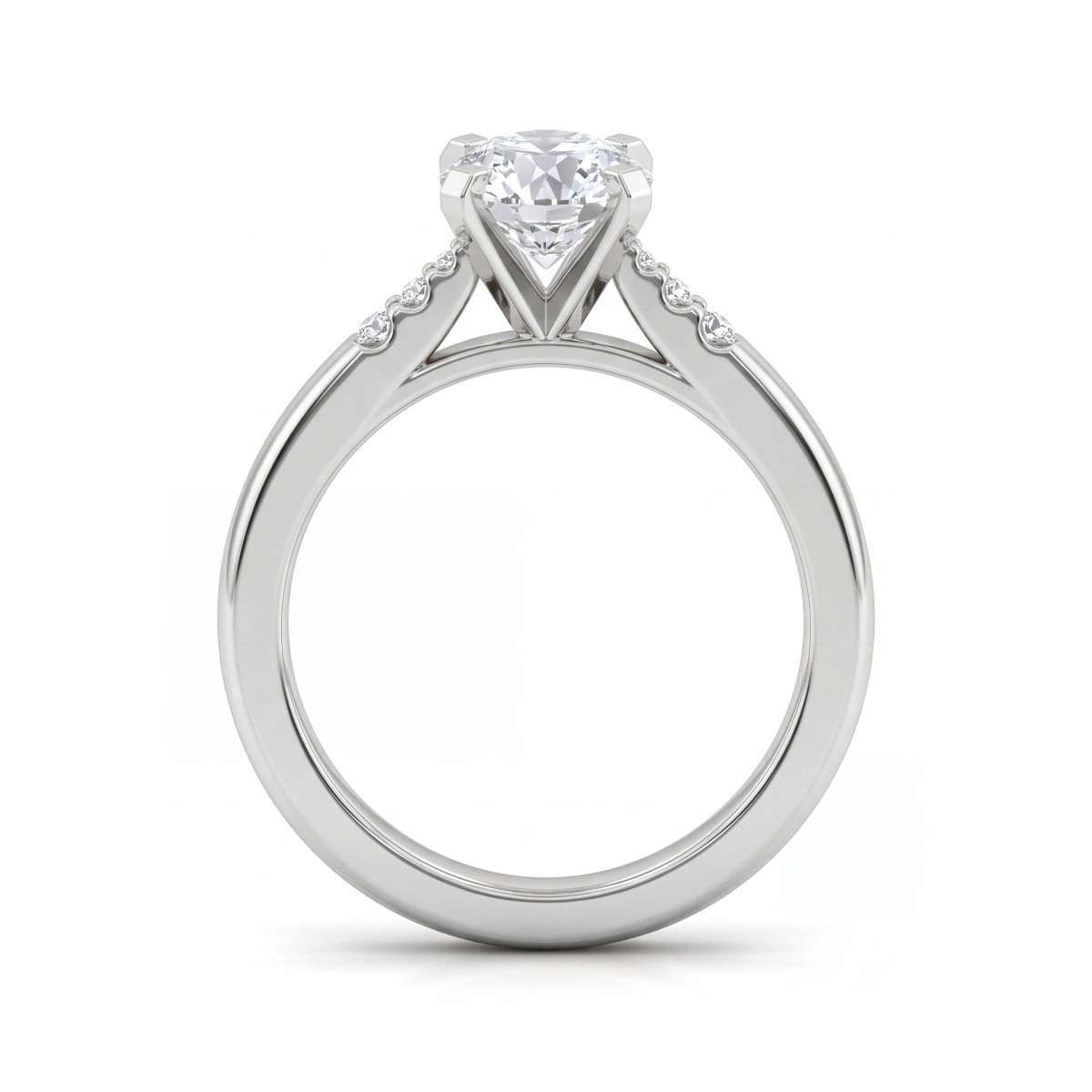 Melodie - ronde moissanite ring met aflopende zijstenen