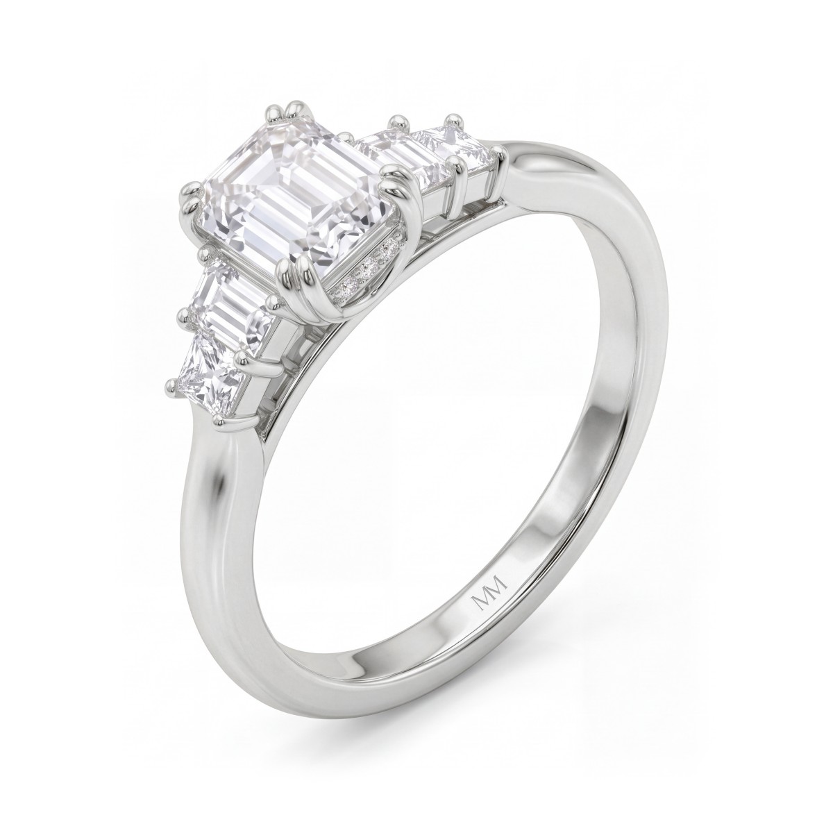 Mosaic - emerald cut moissanite ring met vijf stenen
