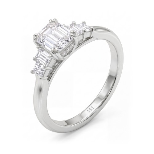 Mosaic - emerald cut moissanite ring met vijf stenen