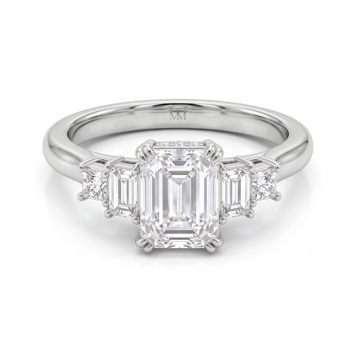 Mosaic - emerald cut moissanite ring met vijf stenen