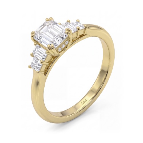 Mosaic - emerald cut moissanite ring met vijf stenen