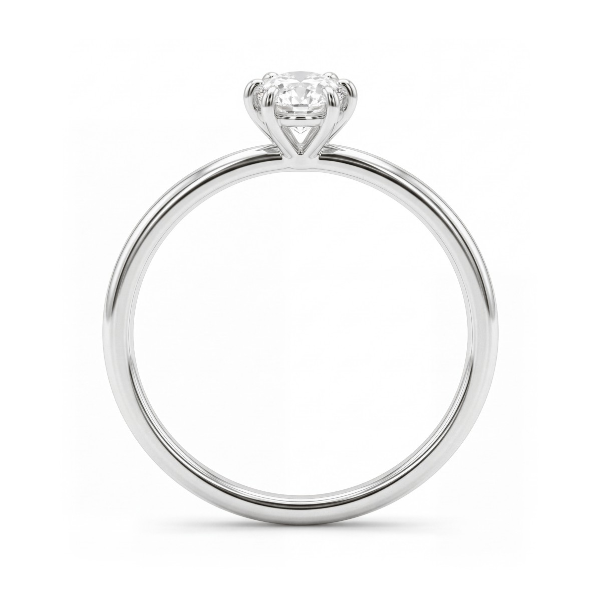 Mignon - ovale moissanite solitair ring met zes klauwen