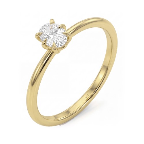 Mignon - ovale moissanite solitair ring met zes klauwen