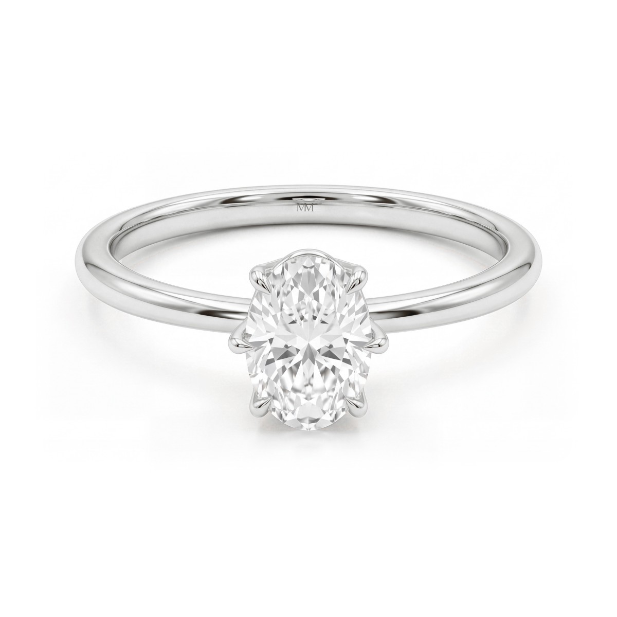 Mignon - ovale moissanite solitair ring met zes klauwen
