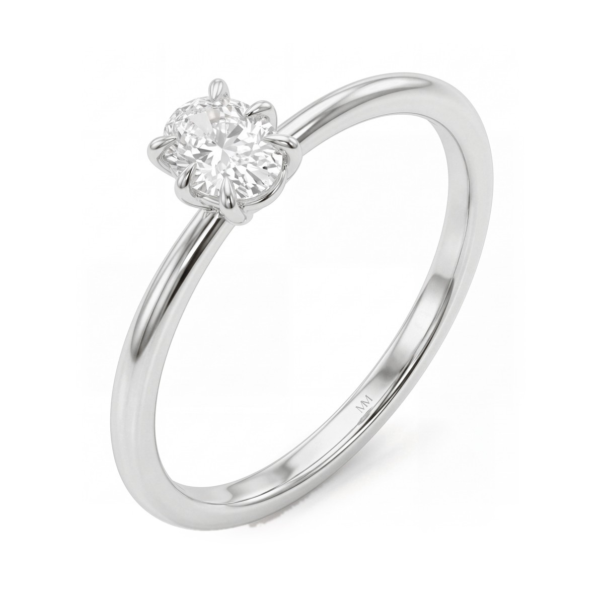Mignon - ovale moissanite solitair ring met zes klauwen