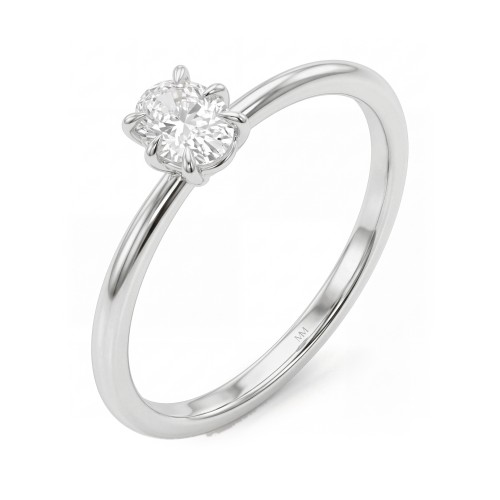 Mignon - ovale moissanite solitair ring met zes klauwen