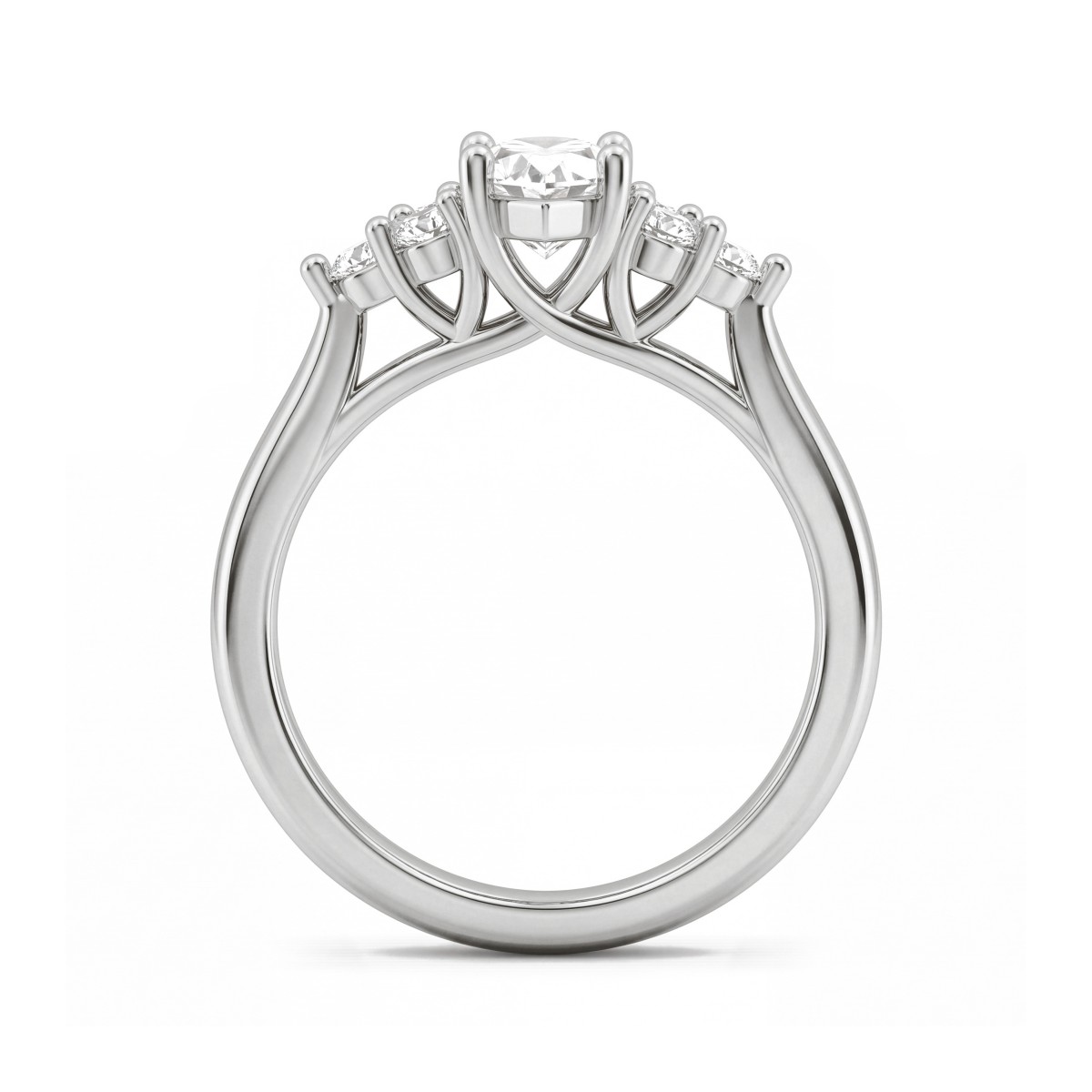 Posy - marquise moissanite ring met zijstenen in clusters