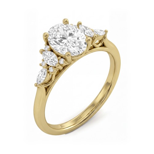 Ondine - ovale moissanite ring met marquiseclusters op de schouders