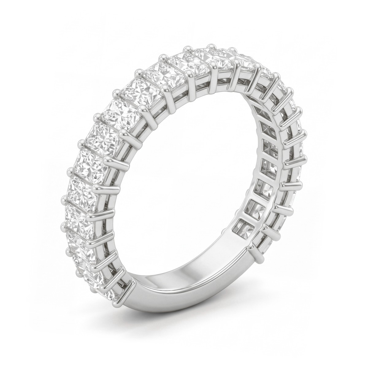 Radiline - radiant moissanite driekwart bezette eternity ring