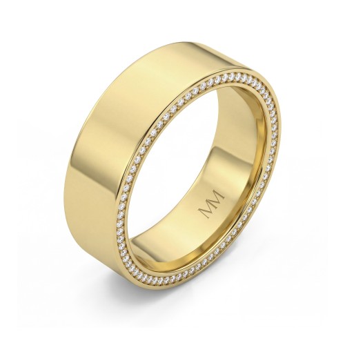 Horizon - moissanite trouwring voor heren met pavé randen