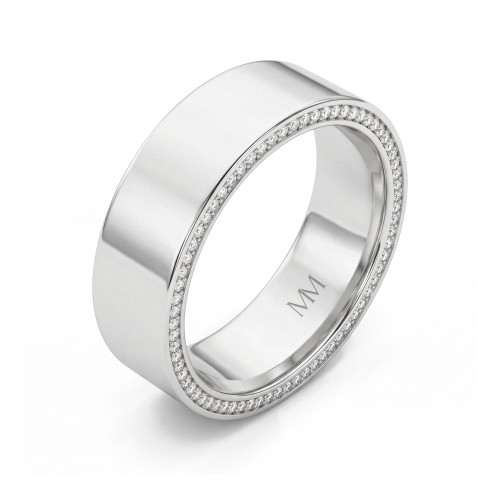 Horizon - moissanite trouwring voor heren met pavé randen
