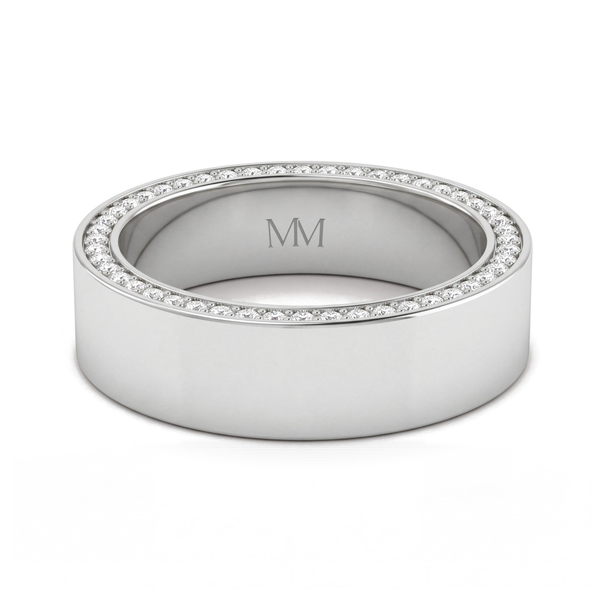 Horizon - moissanite trouwring voor heren met pavé randen