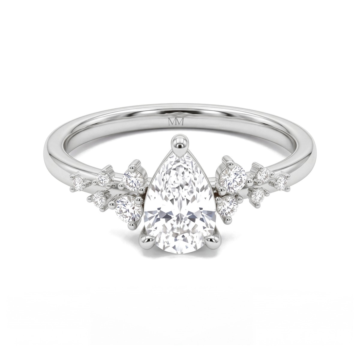 Estelle - peervormige moissanite ring met verspreide zijstenen