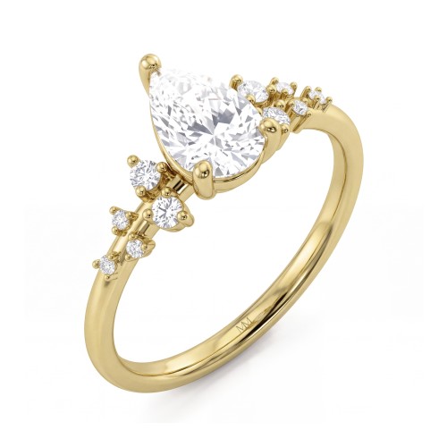 Estelle - peervormige moissanite ring met verspreide zijstenen