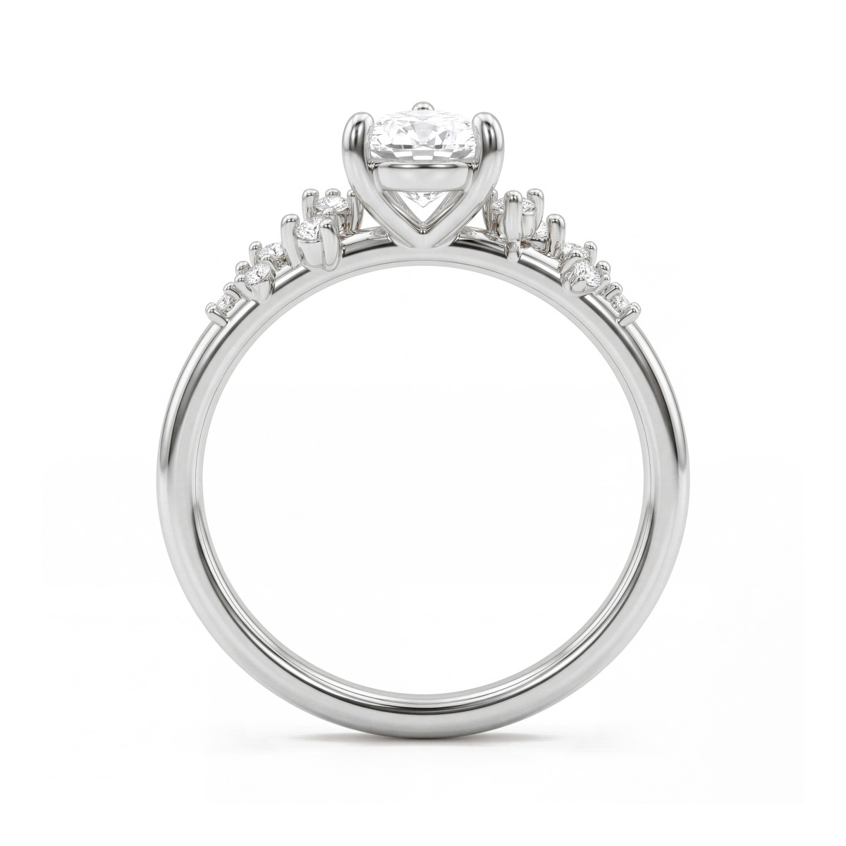 Estelle - peervormige moissanite ring met verspreide zijstenen