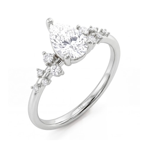 Estelle - peervormige moissanite ring met verspreide zijstenen