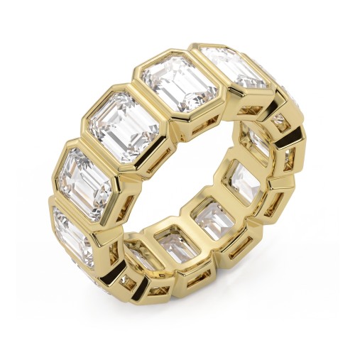 Devotion - emerald cut moissanite volledig bezette eternity ring met kastzettingen
