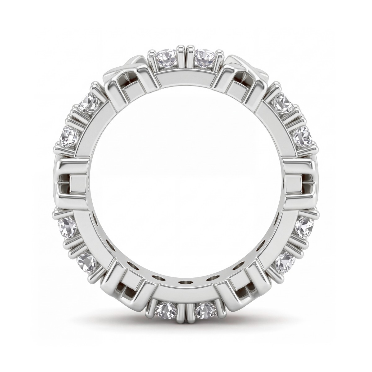 Duetta - ronde moissanite eternity ring met X-motieven