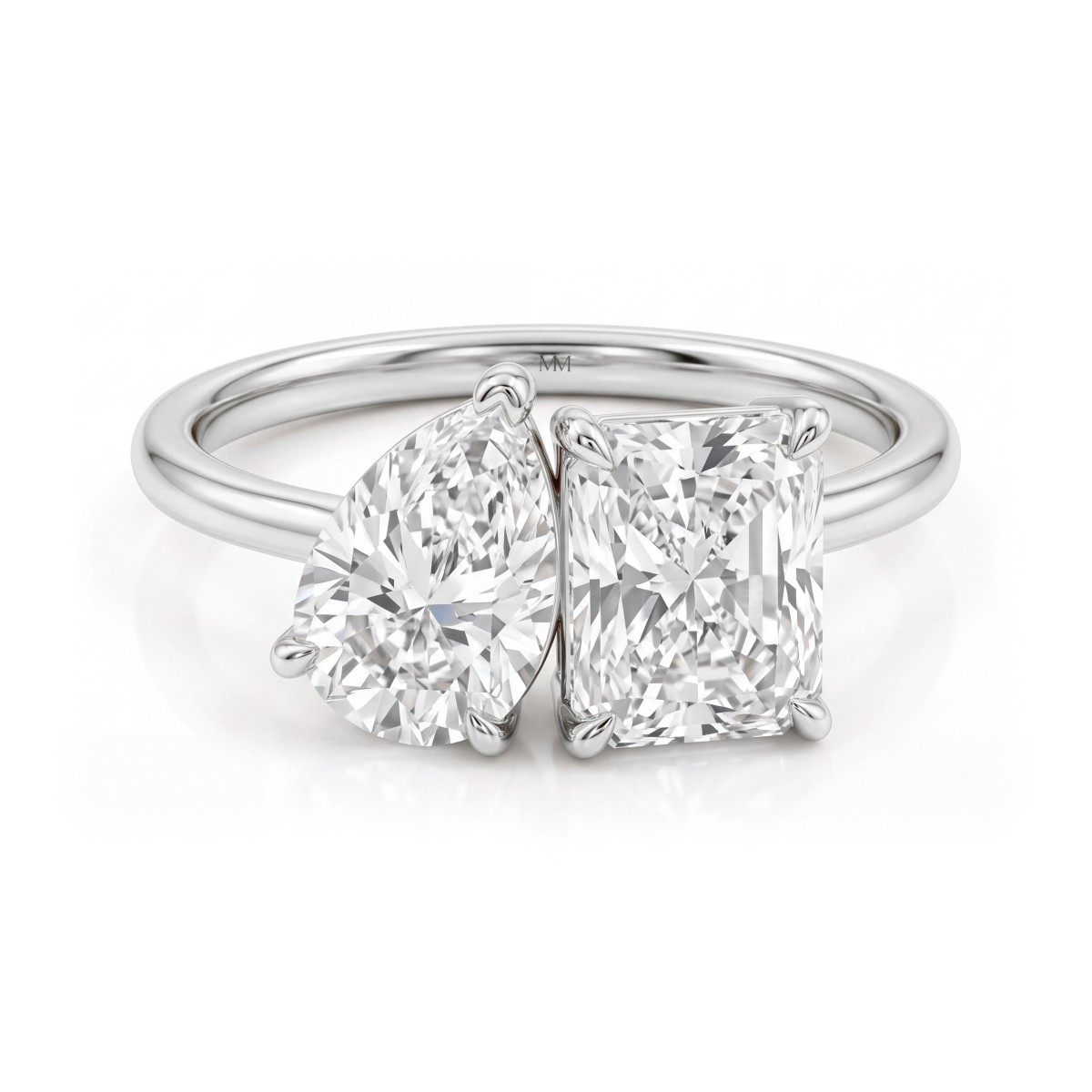 Concordia - moissanite toi et moi ring met peervormige en radiant stenen