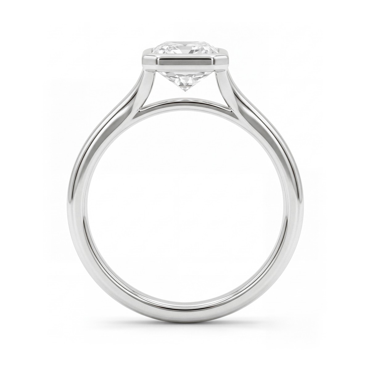 Linnea - radiant moissanite solitair ring met kastzetting en split shank