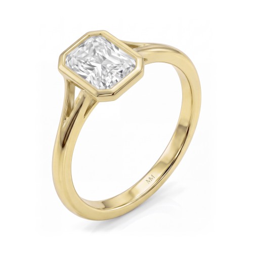 Linnea - radiant moissanite solitair ring met kastzetting en split shank