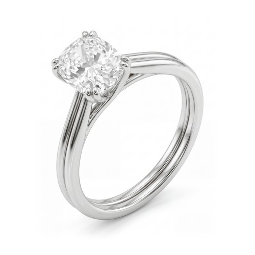 Entwine - cushion moissanite verlovingsring met dubbele gekruiste ringband