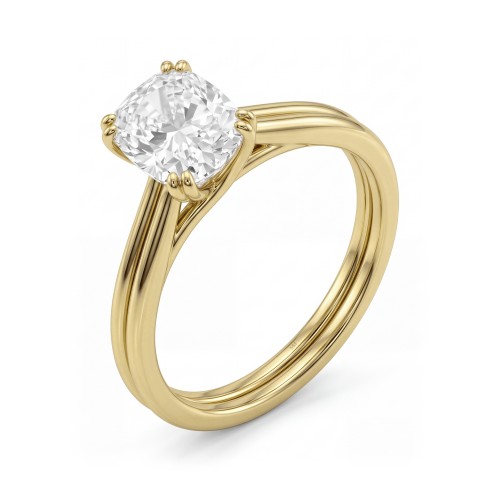 Entwine - cushion moissanite verlovingsring met dubbele gekruiste ringband