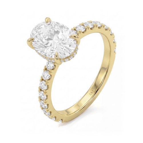 Moonveil - ovale moissanite verlovingsring met hidden halo en pavé ringband