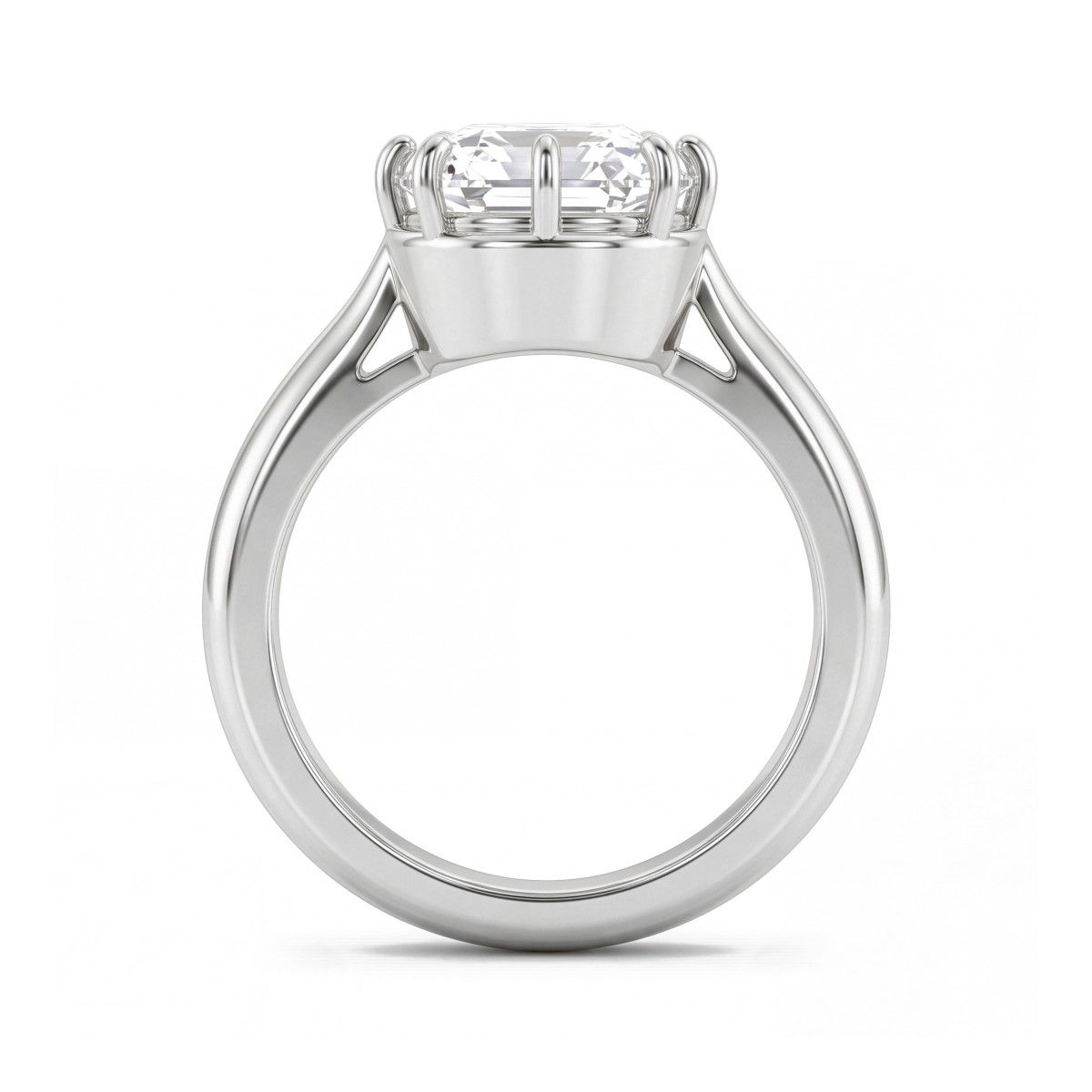 Reverie - elongated cushion moissanite solitair verlovingsring met acht klauwen