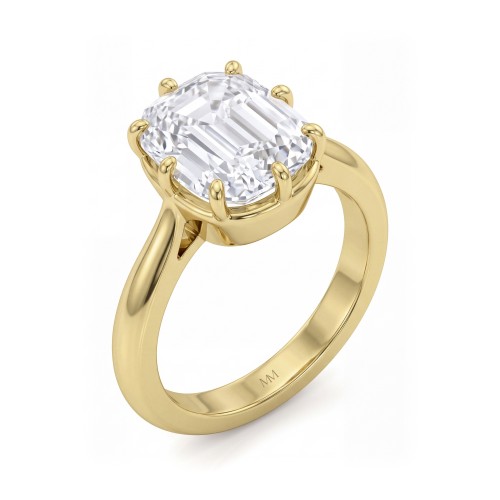 Reverie - elongated cushion moissanite solitair verlovingsring met acht klauwen
