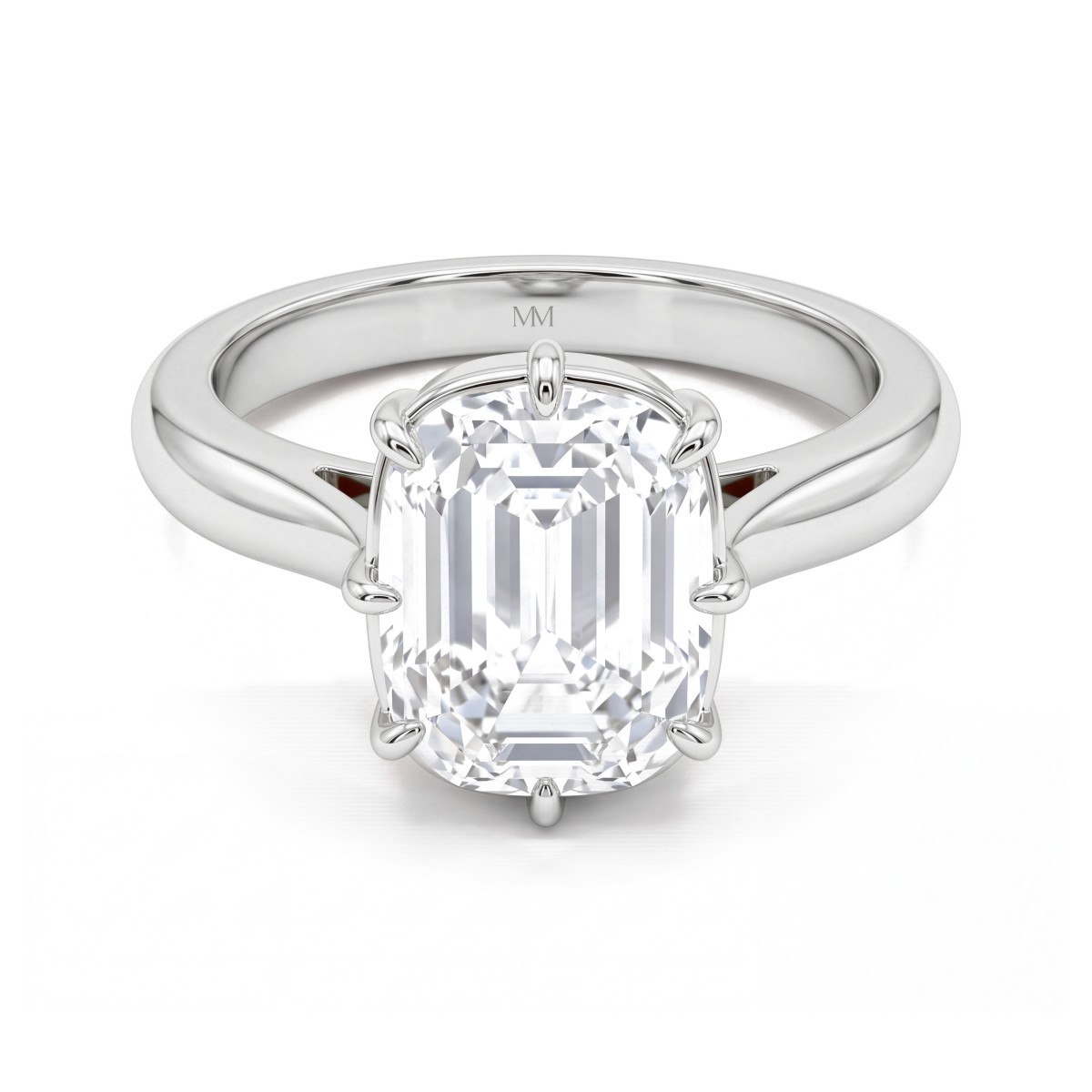 Reverie - elongated cushion moissanite solitair verlovingsring met acht klauwen