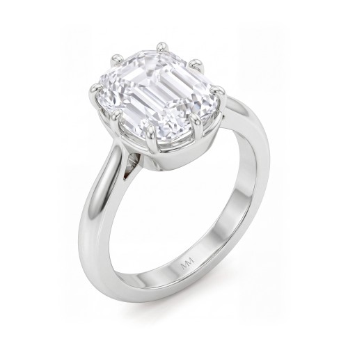 Reverie - elongated cushion moissanite solitair verlovingsring met acht klauwen