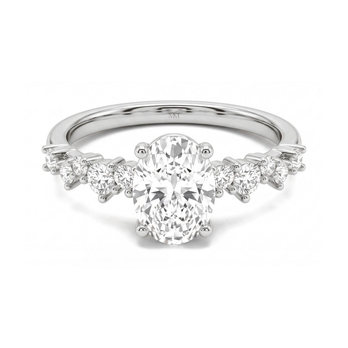 Constella - ovale moissanite verlovingsring met verspreide zijstenen