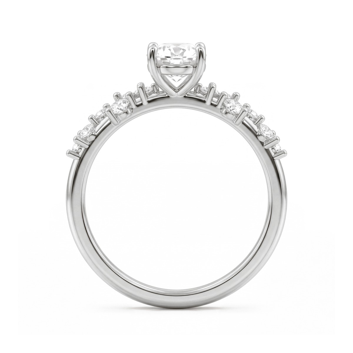 Constella - ovale moissanite verlovingsring met verspreide zijstenen