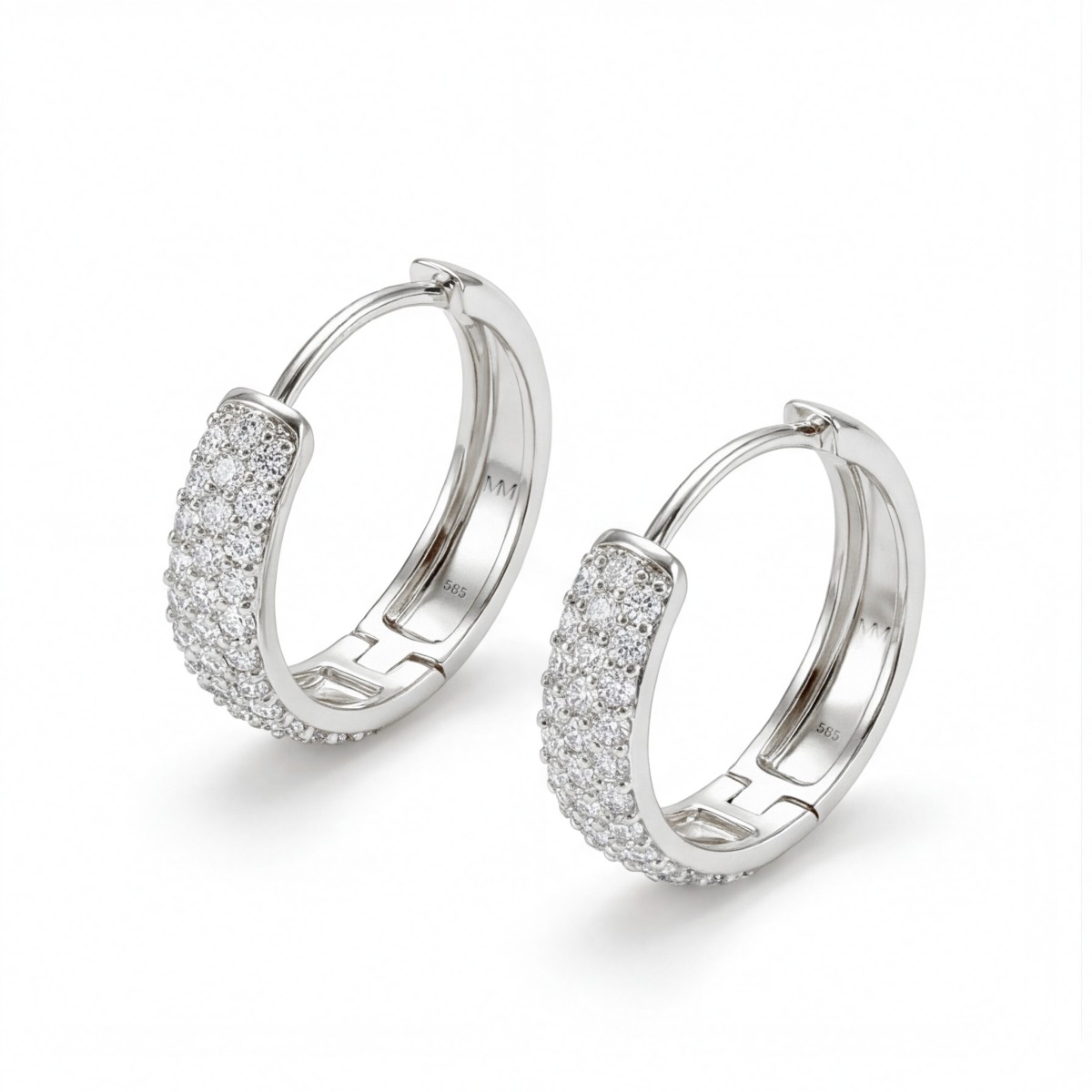 Glintique - Pavé Gezet Moissanite Huggie Oorringen Met Scharniersluiting