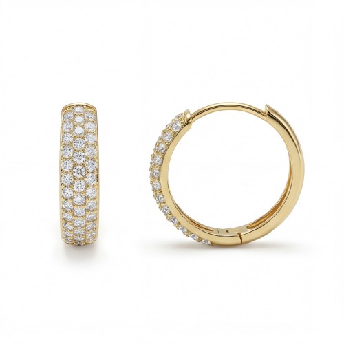 Glintique - moissanite huggie oorringen in pavézetting met scharniersluiting