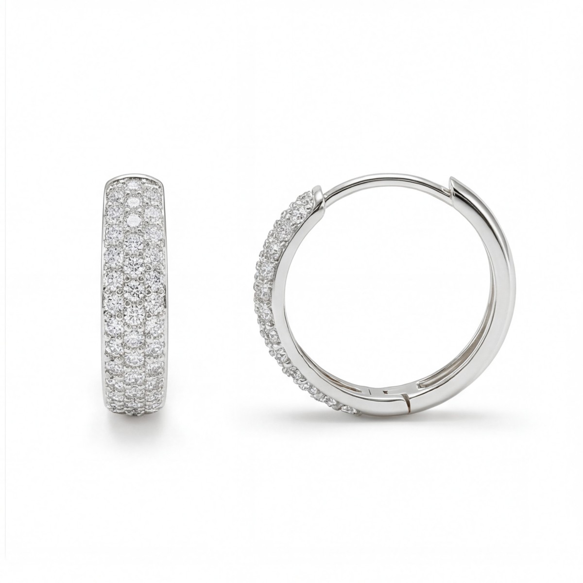 Glintique - Pavé Gezet Moissanite Huggie Oorringen Met Scharniersluiting